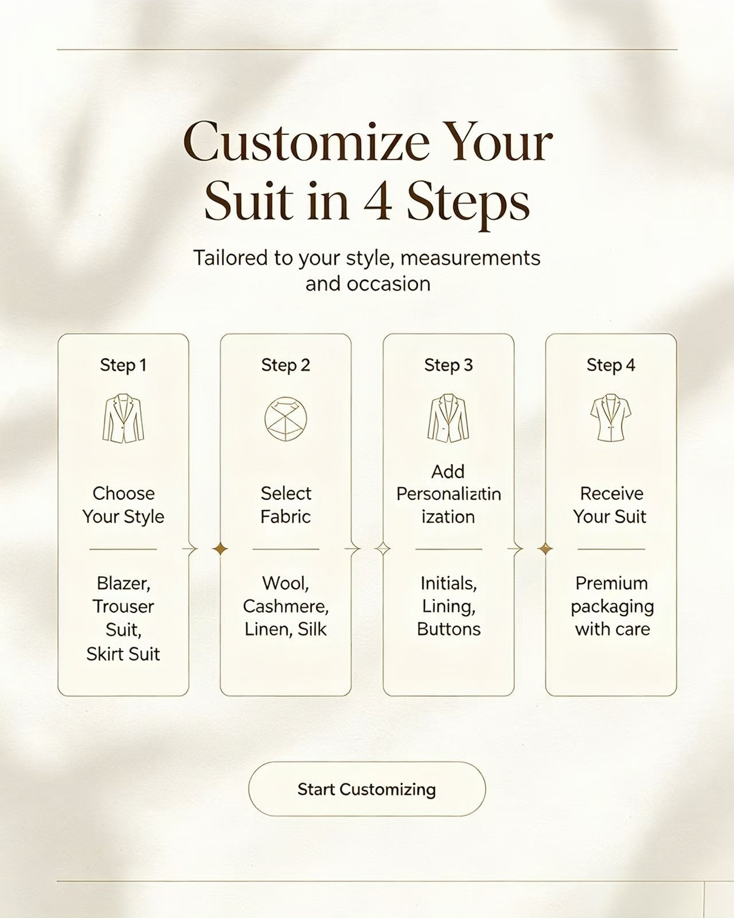 VIP-16 Custom-tailored suits for men and women; available in multiple colors.01