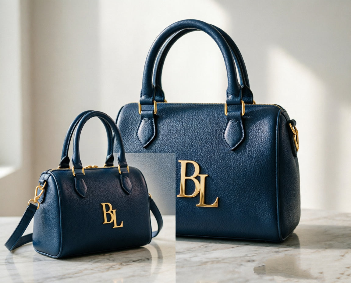 BL Custom Navy Blue Boston Bag | Affordable Luxury Women's Handbag 04-6