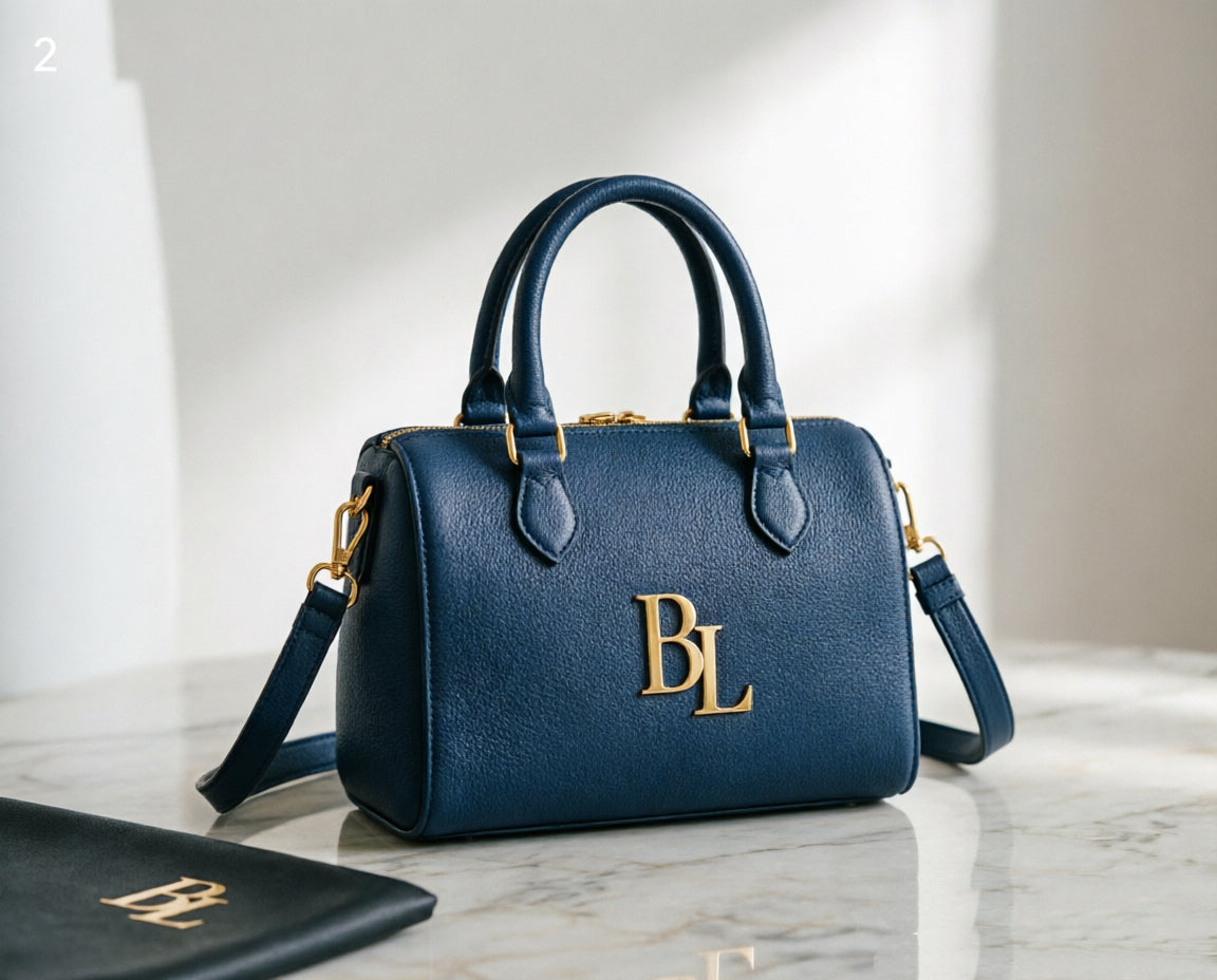 BL Custom Navy Blue Boston Bag | Affordable Luxury Women's Handbag 04-6