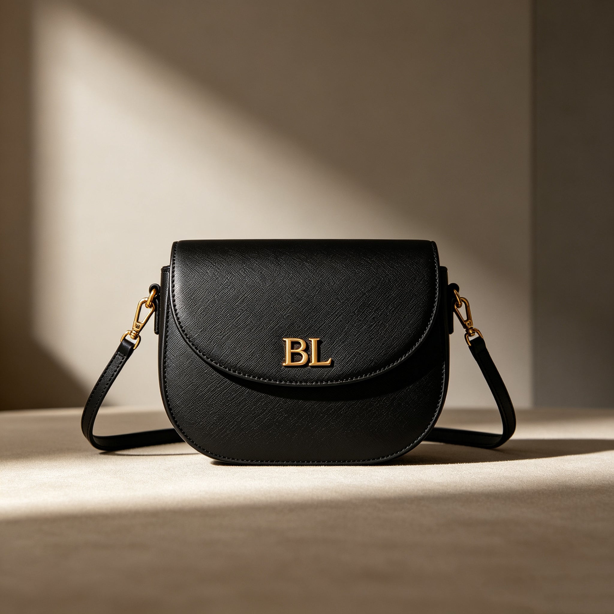 BL Custom Black Saddle Bag | Women's Affordable Luxury Flap Crossbody Bag (Model 04-8)