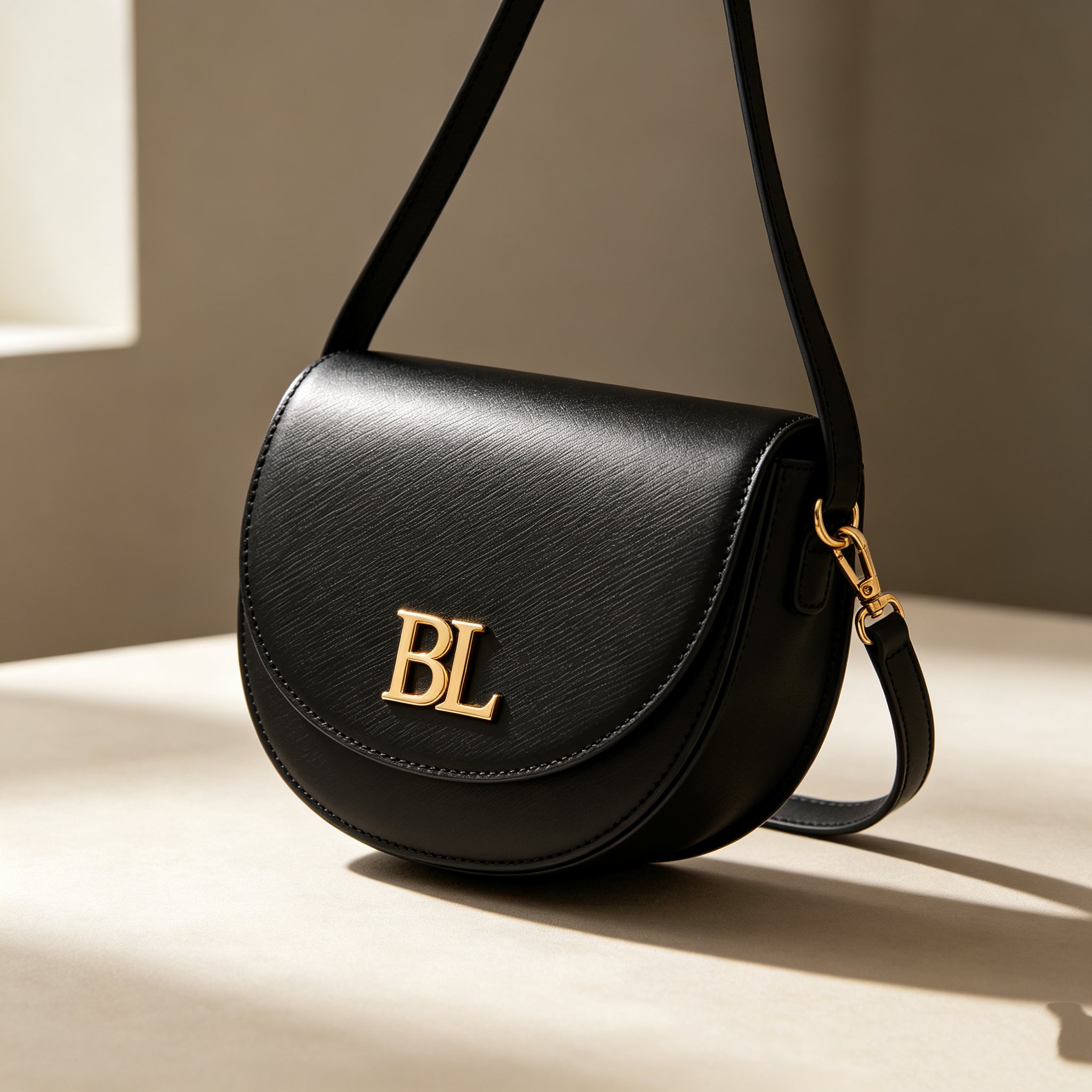BL Custom Black Saddle Bag | Women's Affordable Luxury Flap Crossbody Bag (Model 04-8)