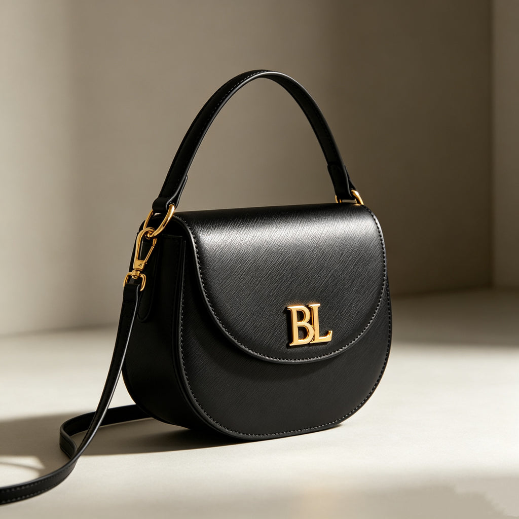 BL Custom Black Saddle Bag | Women's Affordable Luxury Flap Crossbody Bag (Model 04-8)