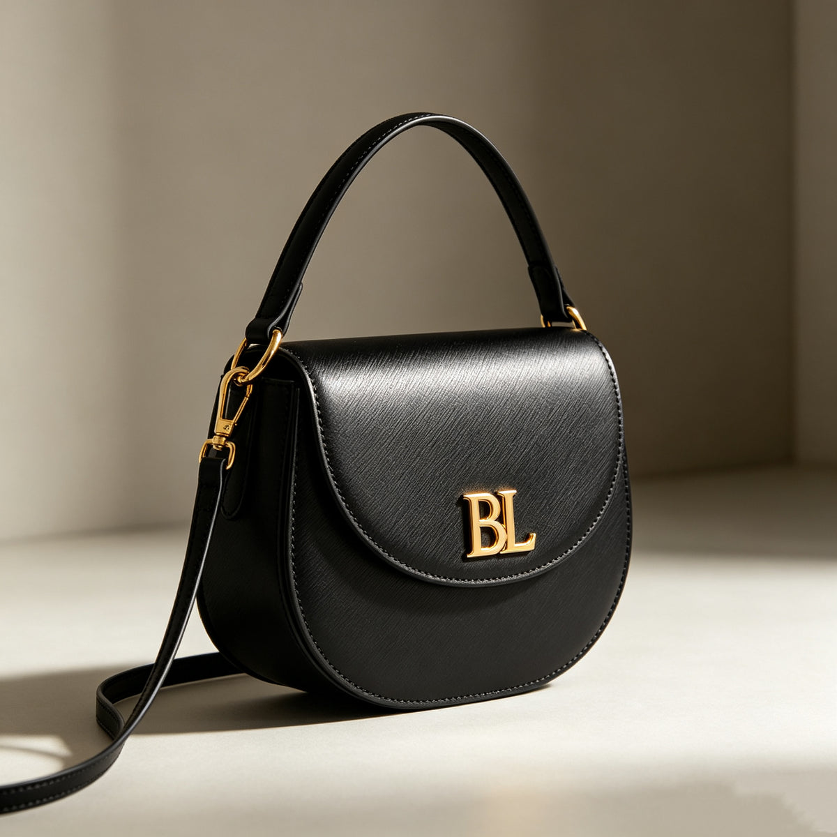 BL Custom Black Saddle Bag | Women's Affordable Luxury Flap Crossbody Bag (Model 04-8)