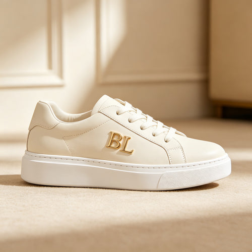 BL Custom Platform White Sneakers | Minimalist, Versatile Casual Skate Shoes 03-10