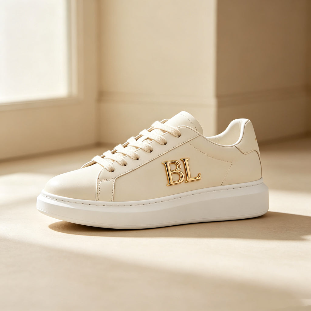 BL Custom Platform White Sneakers | Minimalist, Versatile Casual Skate Shoes 03-10