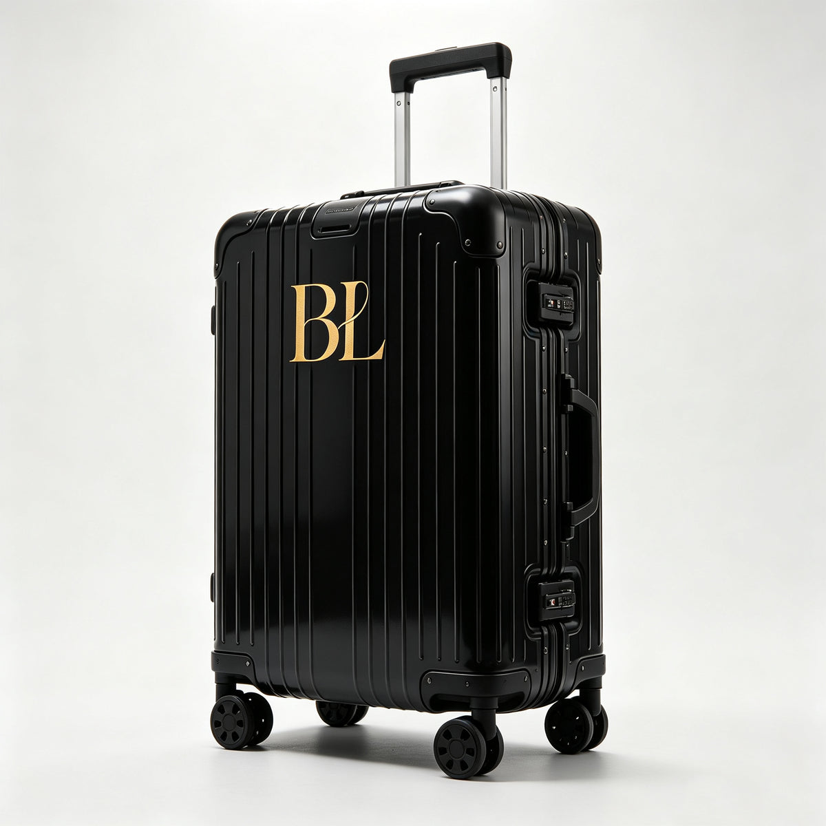 Custom Logo Black Aluminum-Frame Luggage | Premium Metal Trolley Case 11-2