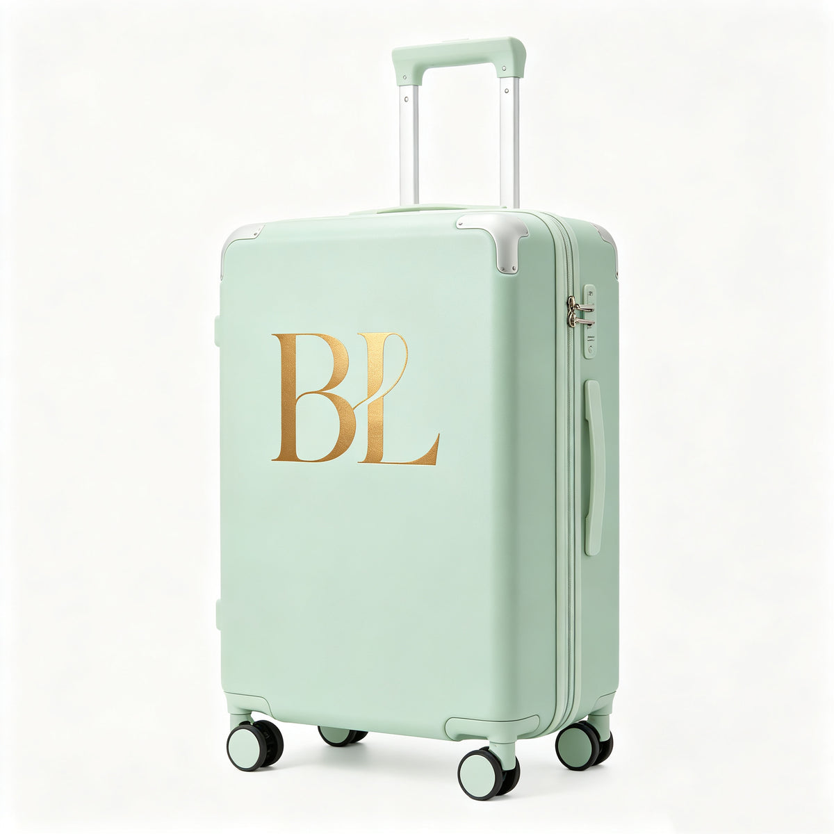 Customizable Initial Luggage | Mint Green Hardshell Suitcase | A Fresh Travel Essential 11-4