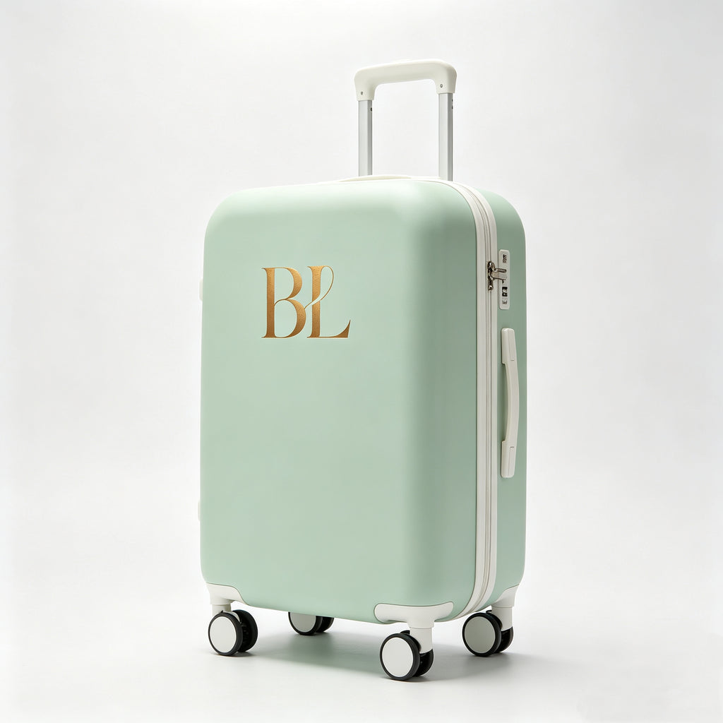 Customizable Initial Luggage | Mint Green Hardshell Suitcase | A Fresh Travel Essential 11-4