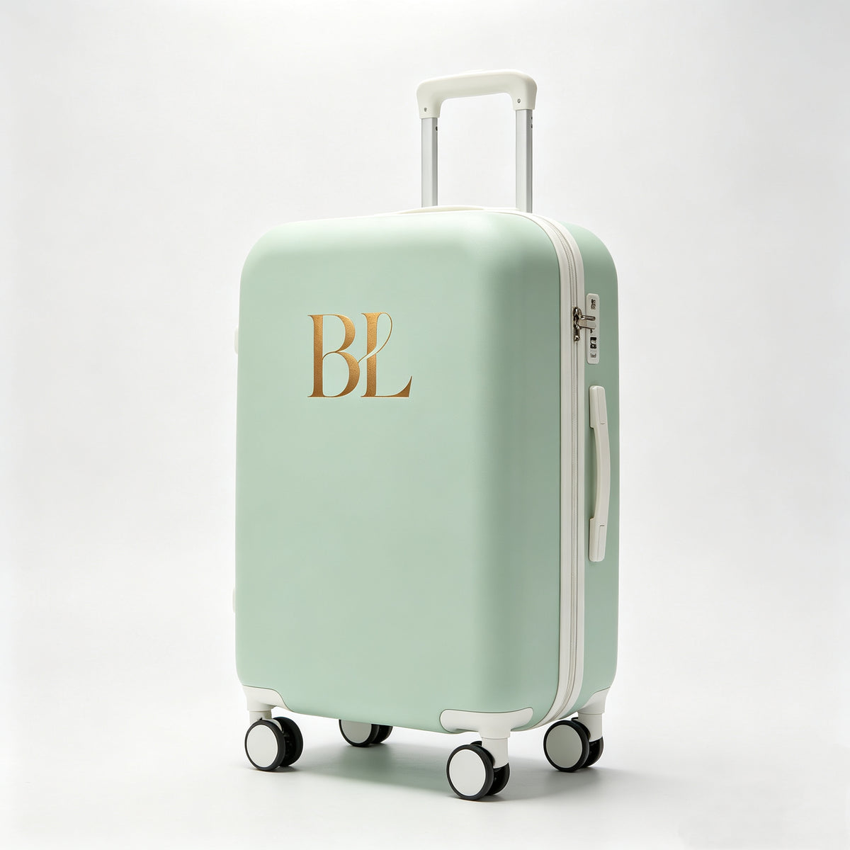 Customizable Initial Luggage | Mint Green Hardshell Suitcase | A Fresh Travel Essential 11-4