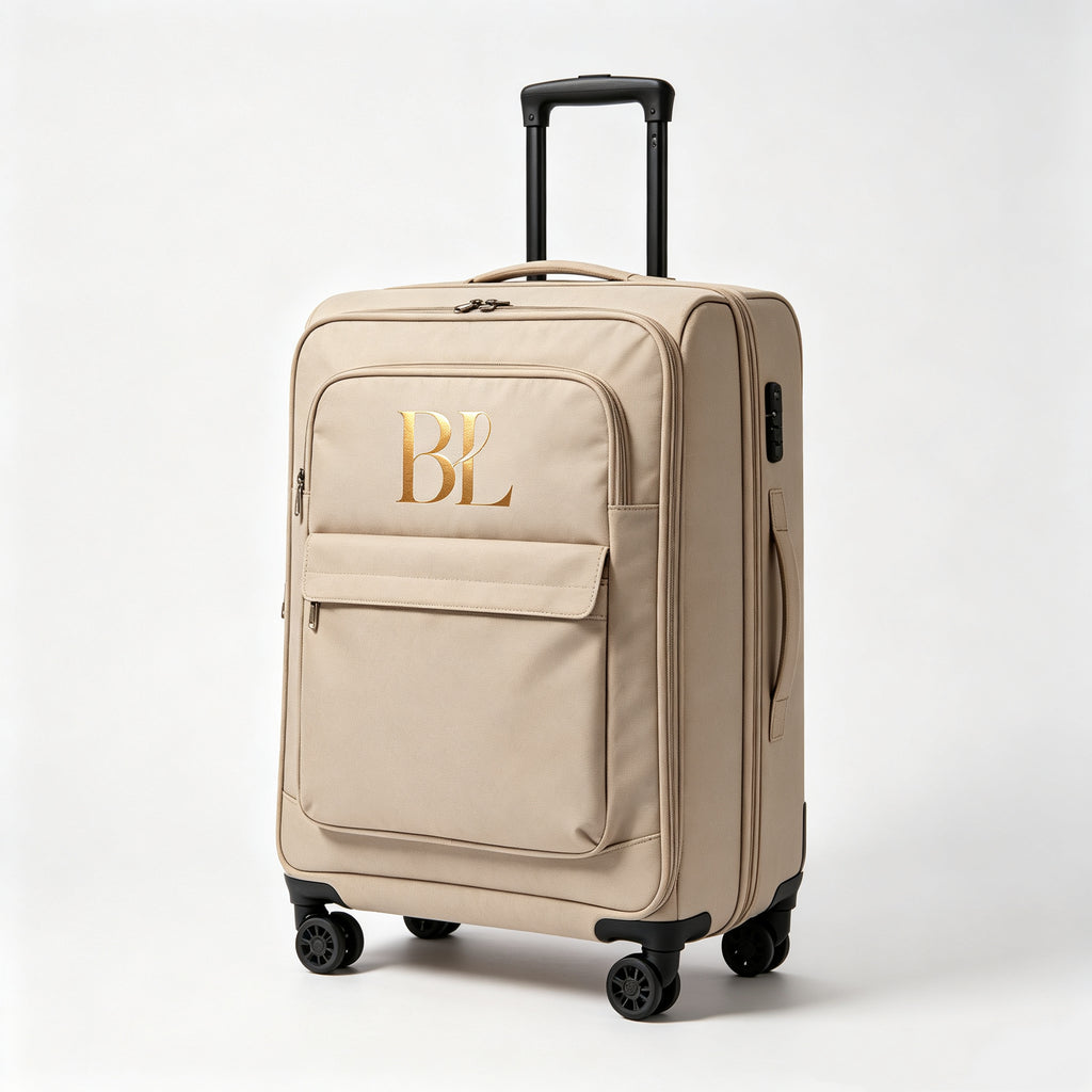 Customizable Soft-Shell Suitcase with Personalized Initials | Multi-Color, High-Capacity Travel Case | Ideal Choice for Casual Travel 11-5