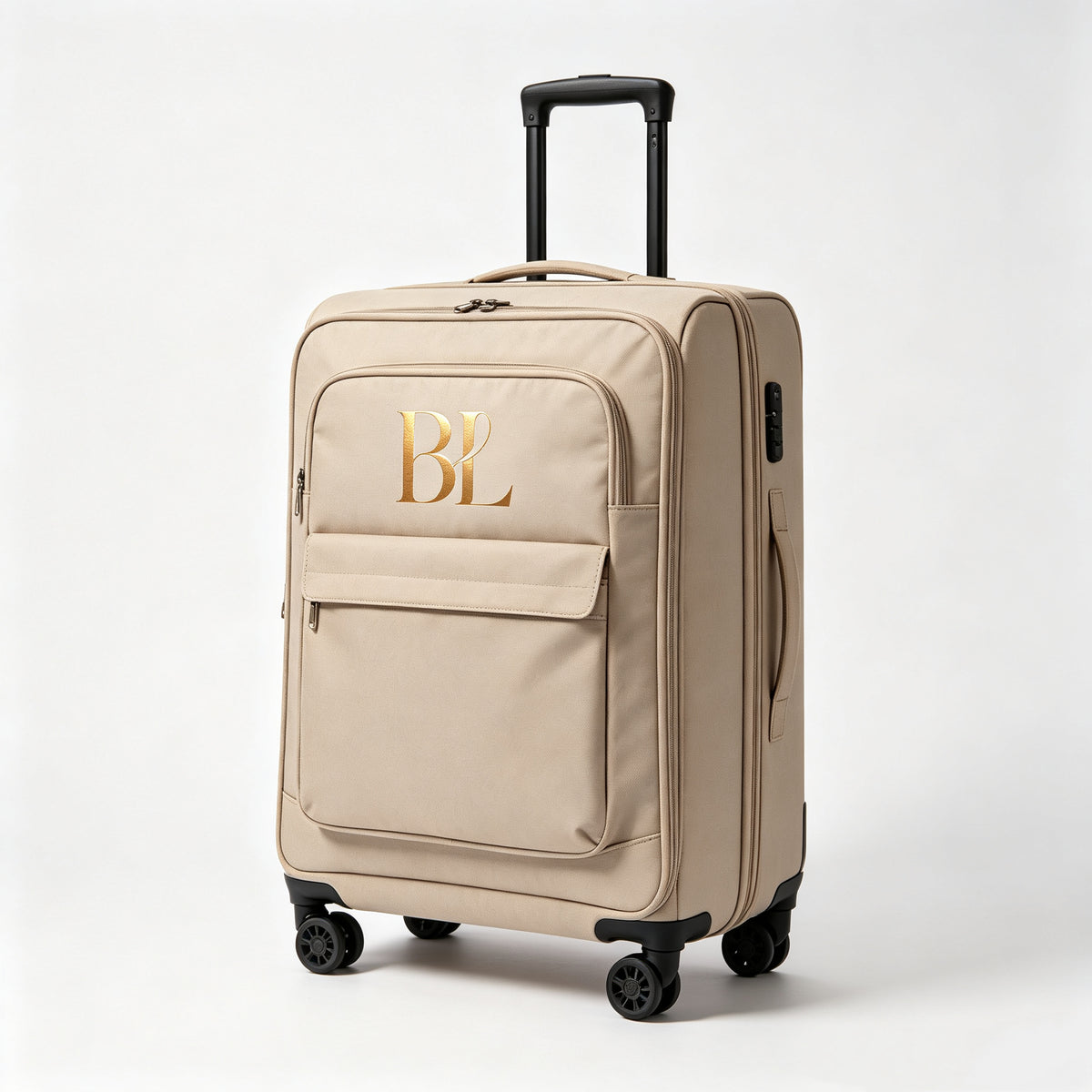 Customizable Soft-Shell Suitcase with Personalized Initials | Multi-Color, High-Capacity Travel Case | Ideal Choice for Casual Travel 11-5